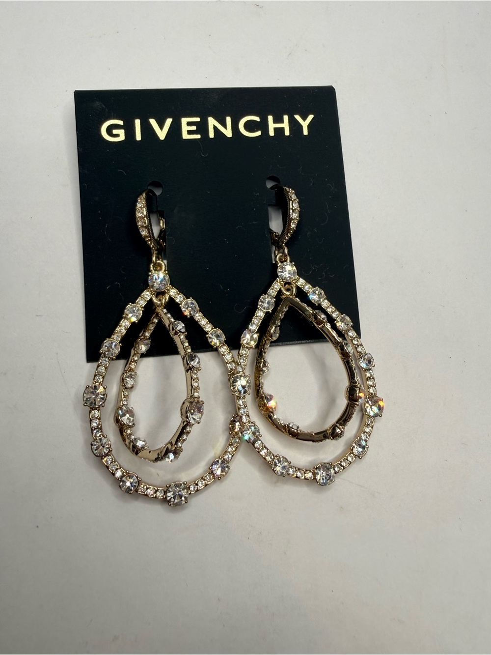 Givenchy Gold-Tone Double Teardrop Crystal Earrings